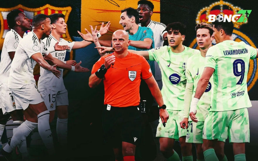 Real và Barca thường xuyên có những tranh cãi về quyết định của trọng tài
