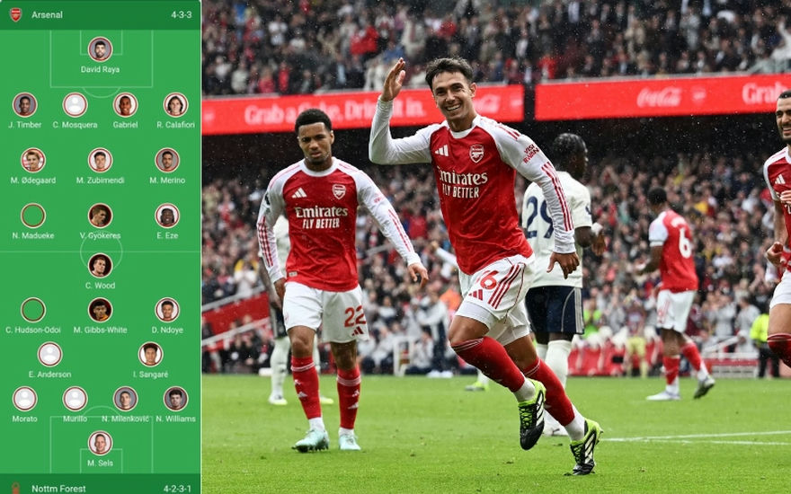 Đội hình thi đấu Arsenal vs Nottingham